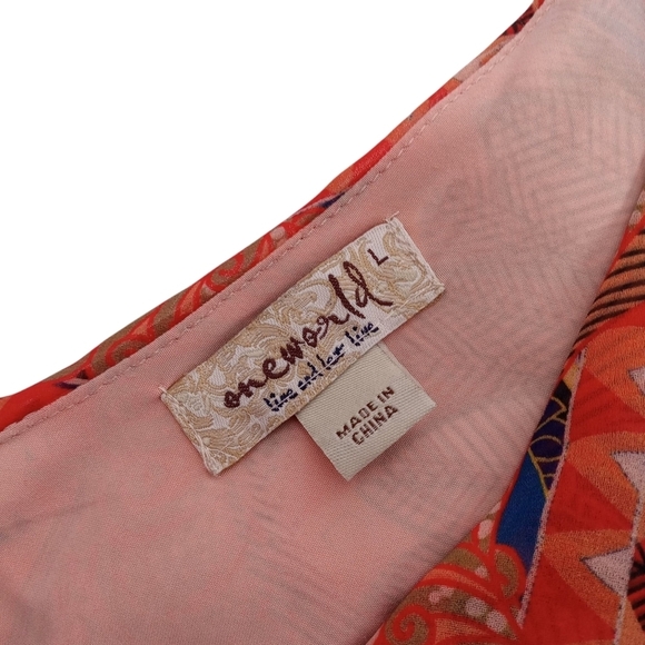 ONE WORLD SLEEVELESS PULLOVER BOHO MULTICOLOR DRESS‎ SIZE LG. NWT - Picture 6 of 11